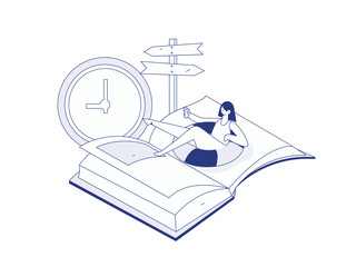 Character reading quietly vector concept operation hand drawn illustration
