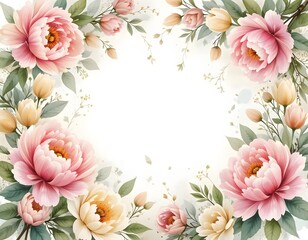 Pink Floral Frame with White Background - Geburtstagsstrauß Birthday Bouquet