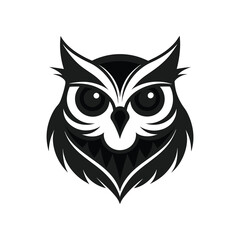 Obraz premium owl face icon of silhouette vector illustration on white background