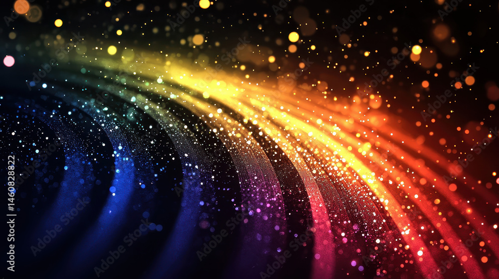 Poster a luminous 3d background with realistic colors flows from a side angle in 4k resolution, exhibiting 