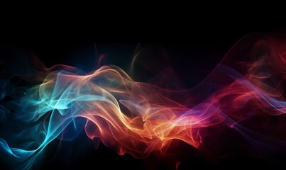 Fototapeta premium Colorful Abstract Smoke Wave on Black Background for Creative Use
