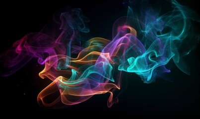 Colorful Abstract Smoke Swirls on a Dark Background for Design Use