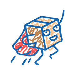 flying hero cardboard box character icon doodle illustration