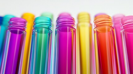 Colorful glass tubes in a row