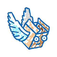fly wings cardboard box character icon doodle illustration