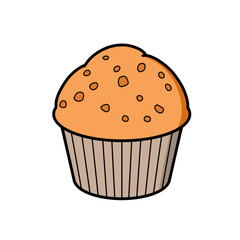 Illustration of muffin cakes sprinkled with beans, good as, stickers, logos, or icons with white background.