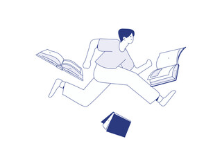 Character reading quietly vector concept operation hand drawn illustration
