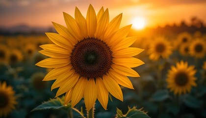 Obraz premium Sunflower Field at Sunset - Geburtstagsstrauß Birthday Bouquet