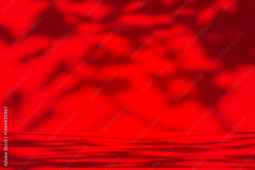 Aufkleber wall interior background, studio and backdrops show products.with shadow from window color red backg
