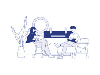 Character reading quietly vector concept operation hand drawn illustration
