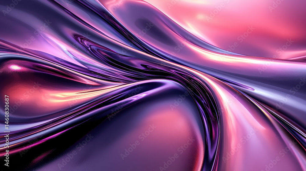 Poster mesmerizing 3d design showcasing realistic flowing curves and metallic reflections in a 4k resolutio