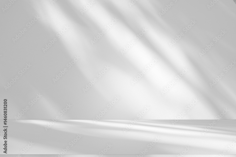 Poster Wall interior background, studio and backdrops show products.with shadow from window color white and grey. background for text insertion and presentation product	