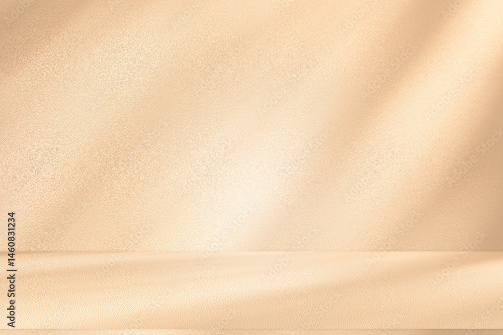 Aufkleber wall interior background, studio and backdrops show products. with leaf shadow from window color bei