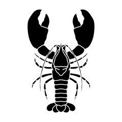 A black and white illustration of a lobster. crayfish vector illustration. Silhouette Vector of a shrimp. prawn or tiger shrimp. seafood restaurant logo, menu, kitchen