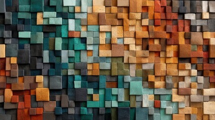 Fototapeta premium Colorful Mosaic Tiles Creating Subtle Gradient Visual Ease in Design