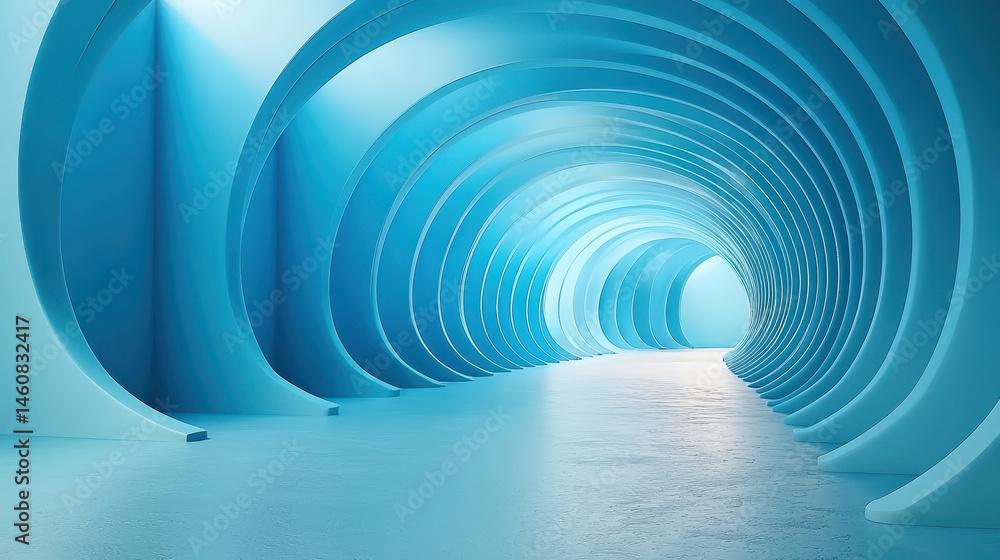 Poster a modern abstract tunnel in a 4k resolution depicts a 3d blue background design with realistic rende