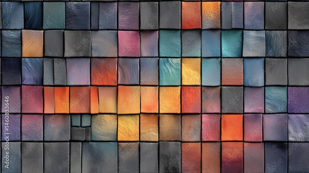 Poster colorful mosaic tile texture with fluid gradient design elements