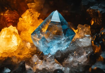 Obraz premium Sparkling Crystal Formation with Various Colors and Textures