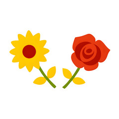 Vibrant Sunflower and Rose Floral Design Element perfect for greeting cards, prints and apparel.