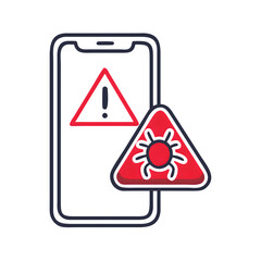 Smartphone Virus Alert Warning Sign Mobile Security Threat Protection