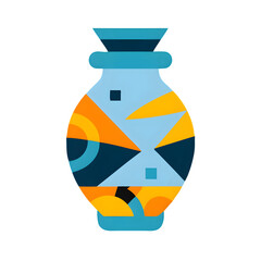 Abstract Geometric Vase Design Blue Orange Yellow Modern Art Decor