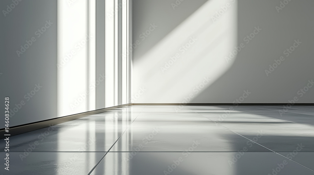 Poster realistic 4k 3d minimalist background featu modern architecture with sunlight streaming in from side