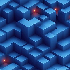 Obraz premium Abstract geometric pattern of interconnected blue cubes.