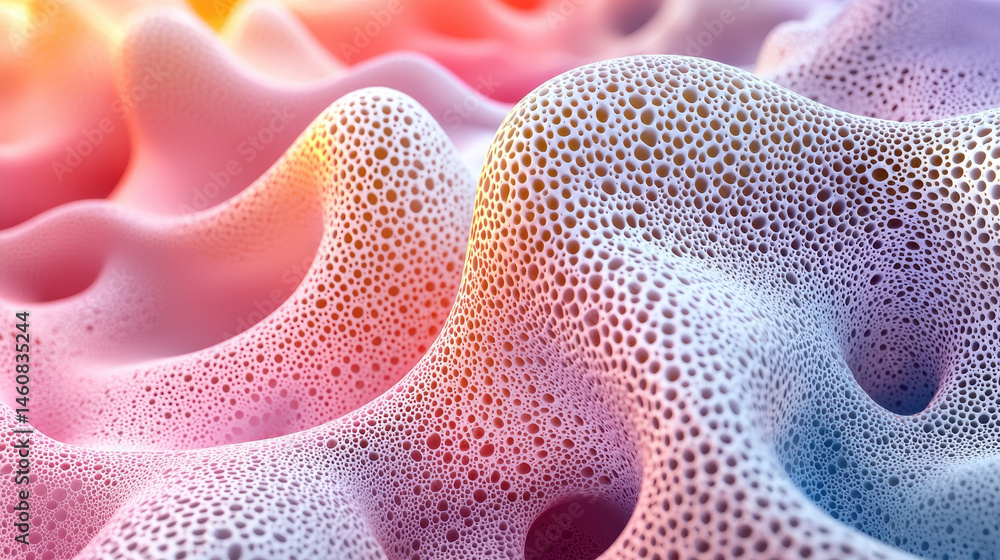 Poster a realistic 4k 3d background presents modern patterns with soft pastel colors and a side angle, reve