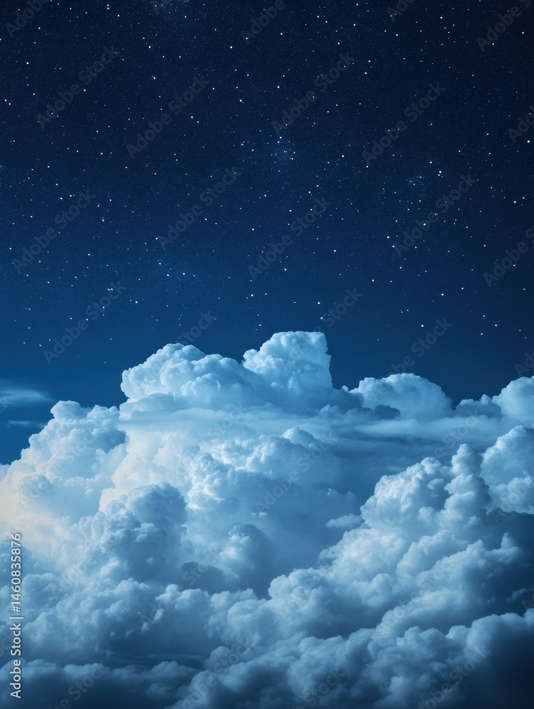 Poster dreamy nightscape of clouds and stars low angle view ethereal sky texture celestial wonder tranquil 