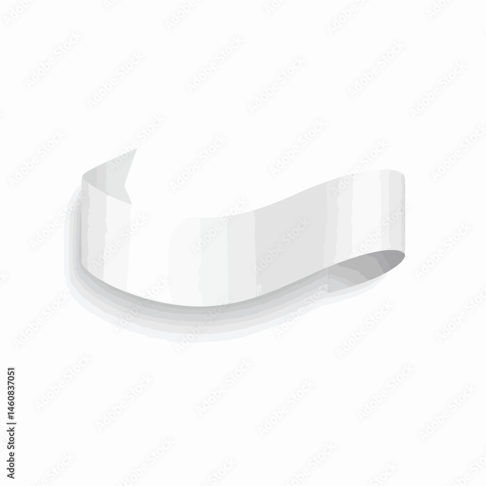 Poster blank white ribbon banner with realistic shadow effect for announcements and graphic design projects
