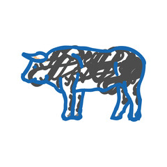bull standing animal icon doodle illustration