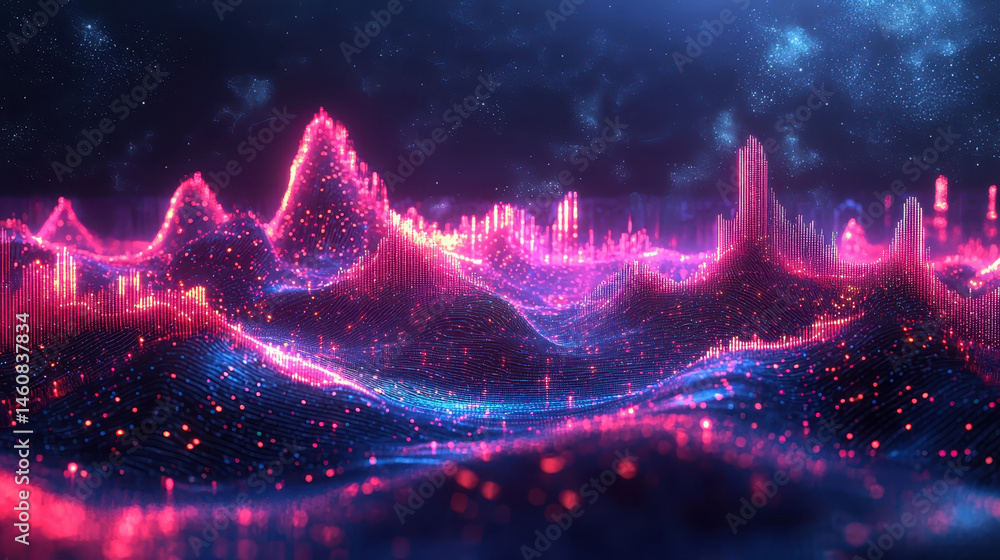 Poster a vibrant 3d background depicts a music waveform with realistic detail in 4k resolution, showcased f