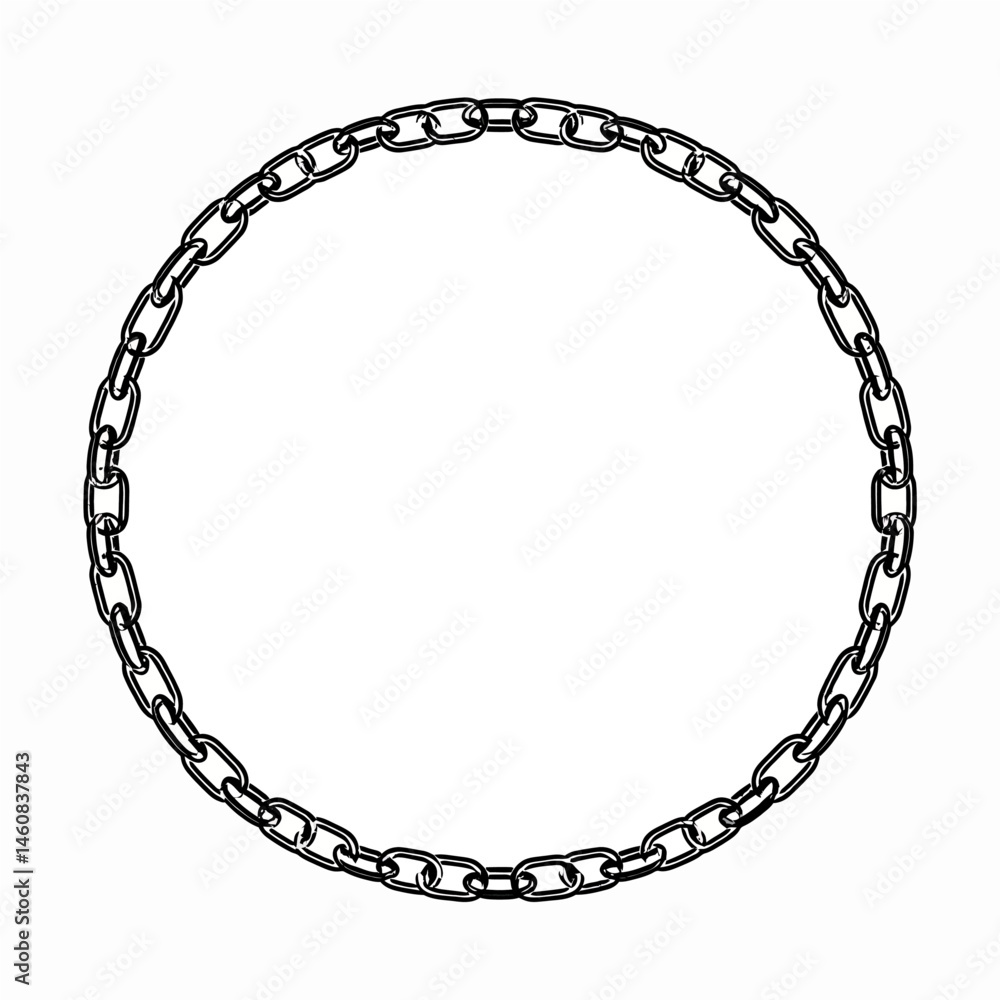 Poster circular chain frame design element black outline illustration graphic resource a symbol of connecti