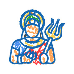 durga trident trishul icon doodle illustration