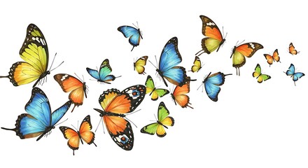 Fototapeta premium Vibrant Butterfly Swarm: A Symphony of Color and Flight AI Generated