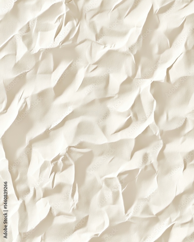 Leinwandbilder wrinkled beige paper texture close up overhead shot showing folds and creases for background or desi
