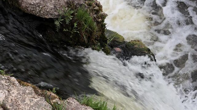 Kuldiga, Latvia Water flowing over the Venta River waterfall, the widest in Europe, 270 meters wide. 