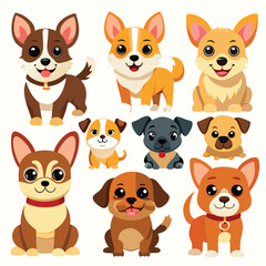 Adorable Cartoon Dogs Collection of Cute Puppy Illustrations
