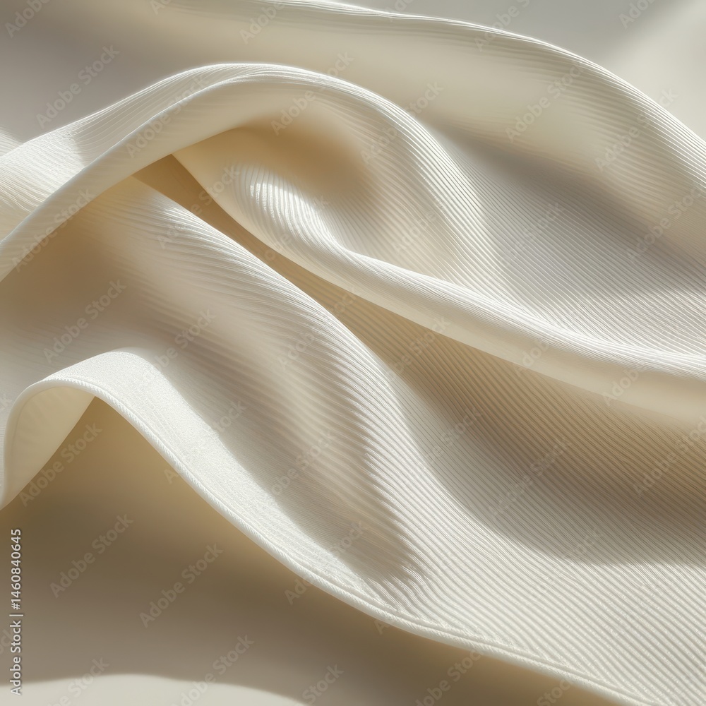 Aufkleber creamy white fabric draping in soft folds studio shot close up abstract texture background material 
