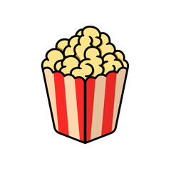 The simple illustration of the art of snacks a popcorn, is good as a sticker, logo, or icon with a white background.