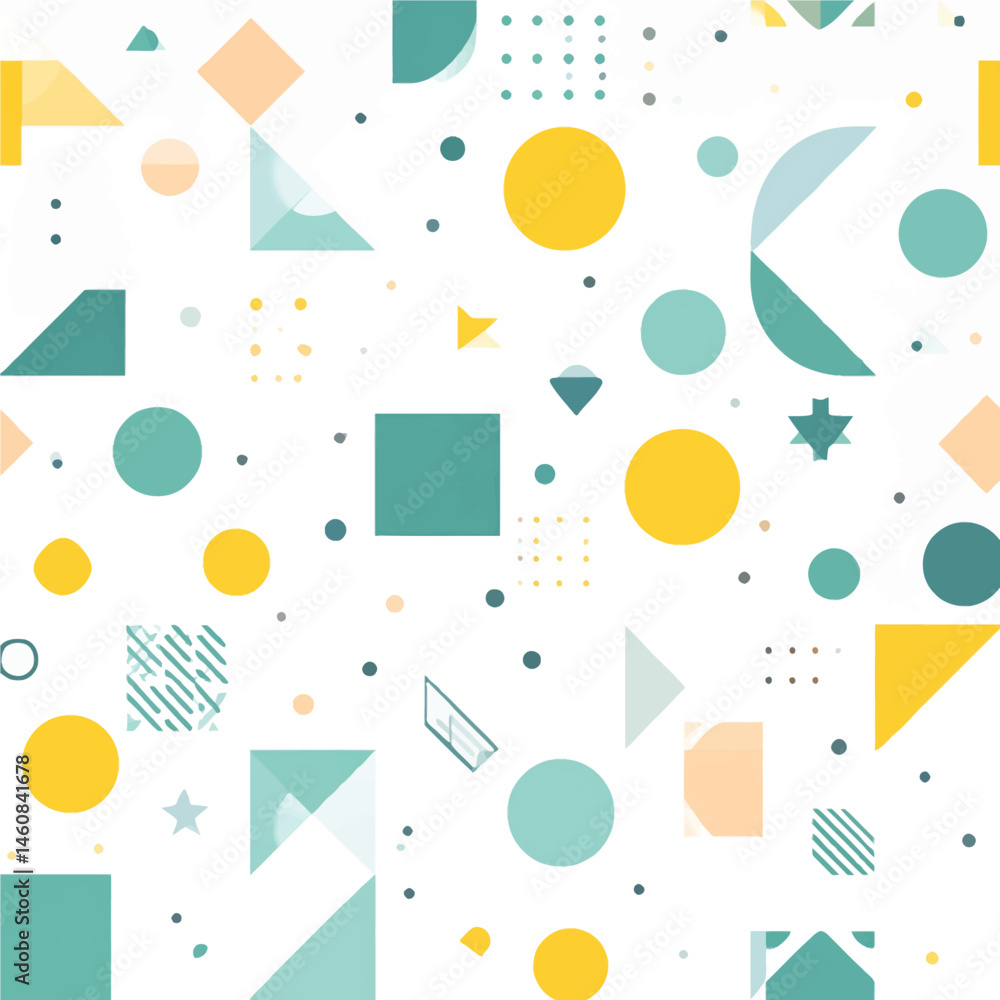 Poster geometric pattern background with circles squares and triangles in pastel colors for modern design p