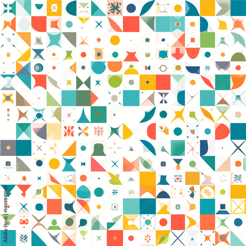 Poster geometric shapes background with a modern colorful pattern for creative design projects and artistic