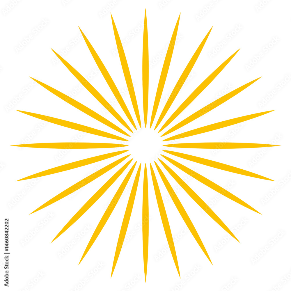 Poster Golden rays burst forth in a radial pattern creating a vibrant sunburst design element perfect for adding energy and focus to your creative projects and artwork