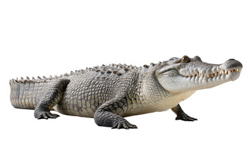 Obraz premium Full body of crocodile in side view isolated on transparent background
