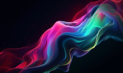 Vibrant Colorful Waves Flowing in a Dark Background for Abstract Art