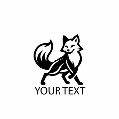 Full Body Fox Logo – Monochrome Wild Animal Mascot Illustration on Isolated White Background

