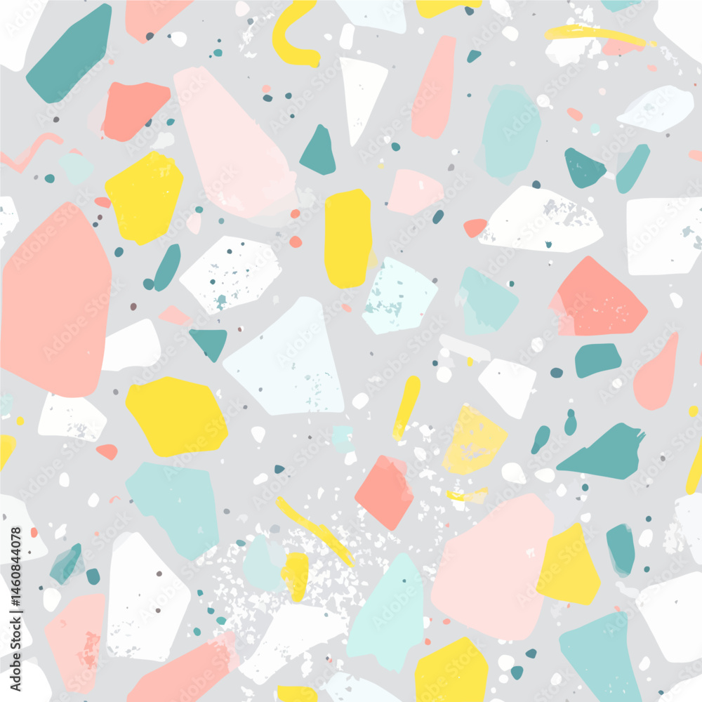 Poster playful terrazzo pattern background with pastel colors creating a modern and cheerful aesthetic for 