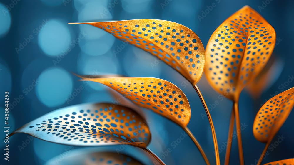 Aufkleber a realistic 4k side angle view shows a captivating 3d background with gold nature patterns, offe a s