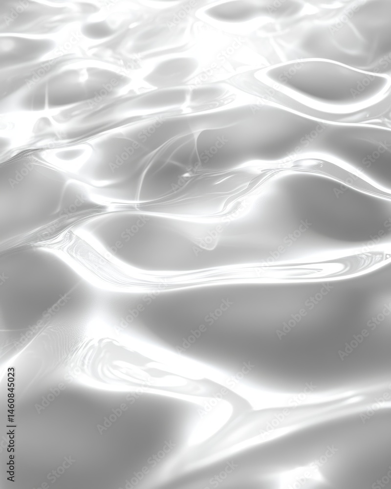 Aufkleber Abstract silver liquid surface with light reflections in a macro shot showing smooth waves and curves for backgrounds