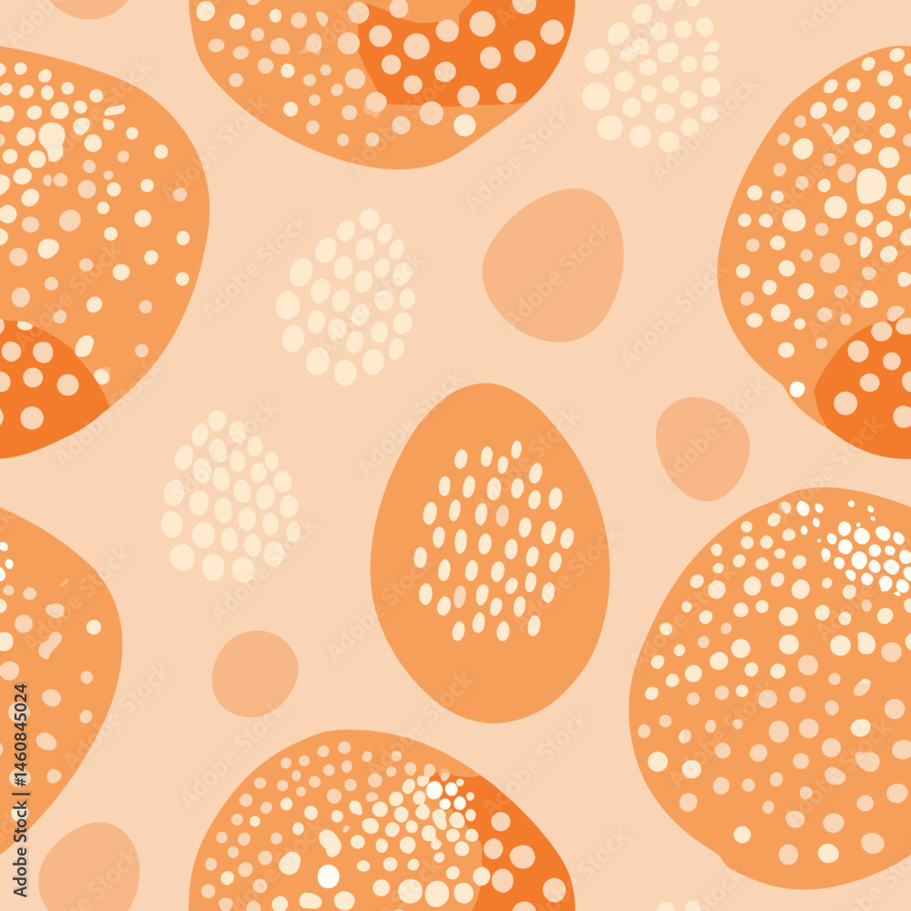 Poster artistic textured paper seamless vector pattern with dots on soft orange background